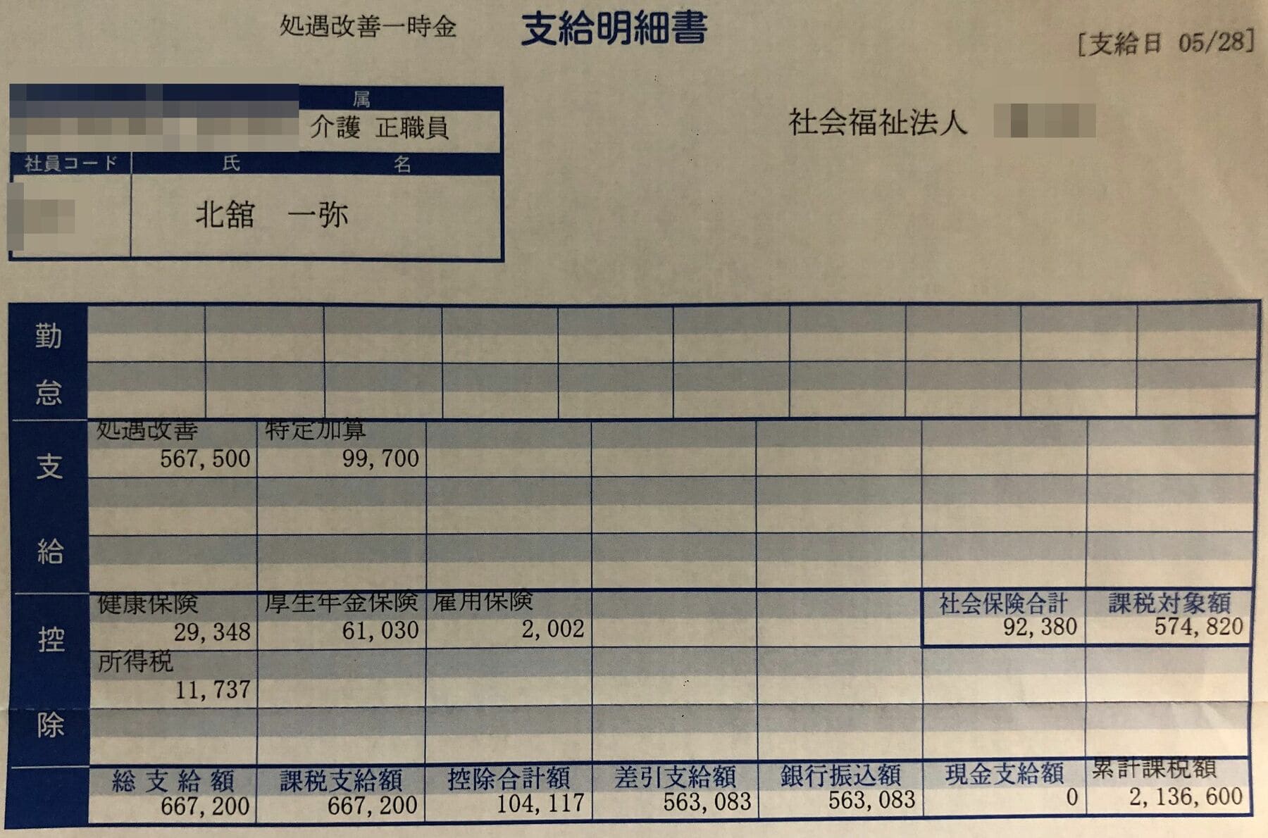 木下 の 介護 給料 明細